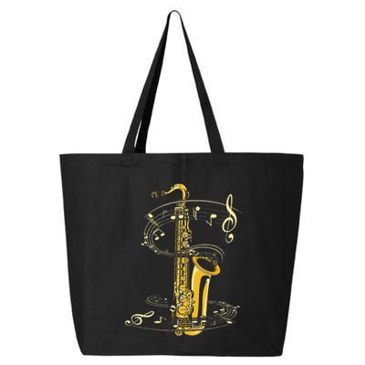 Music Notes Treble Clef Saxophonist Jazz Musician Saxophone 25L Jumbo Tote