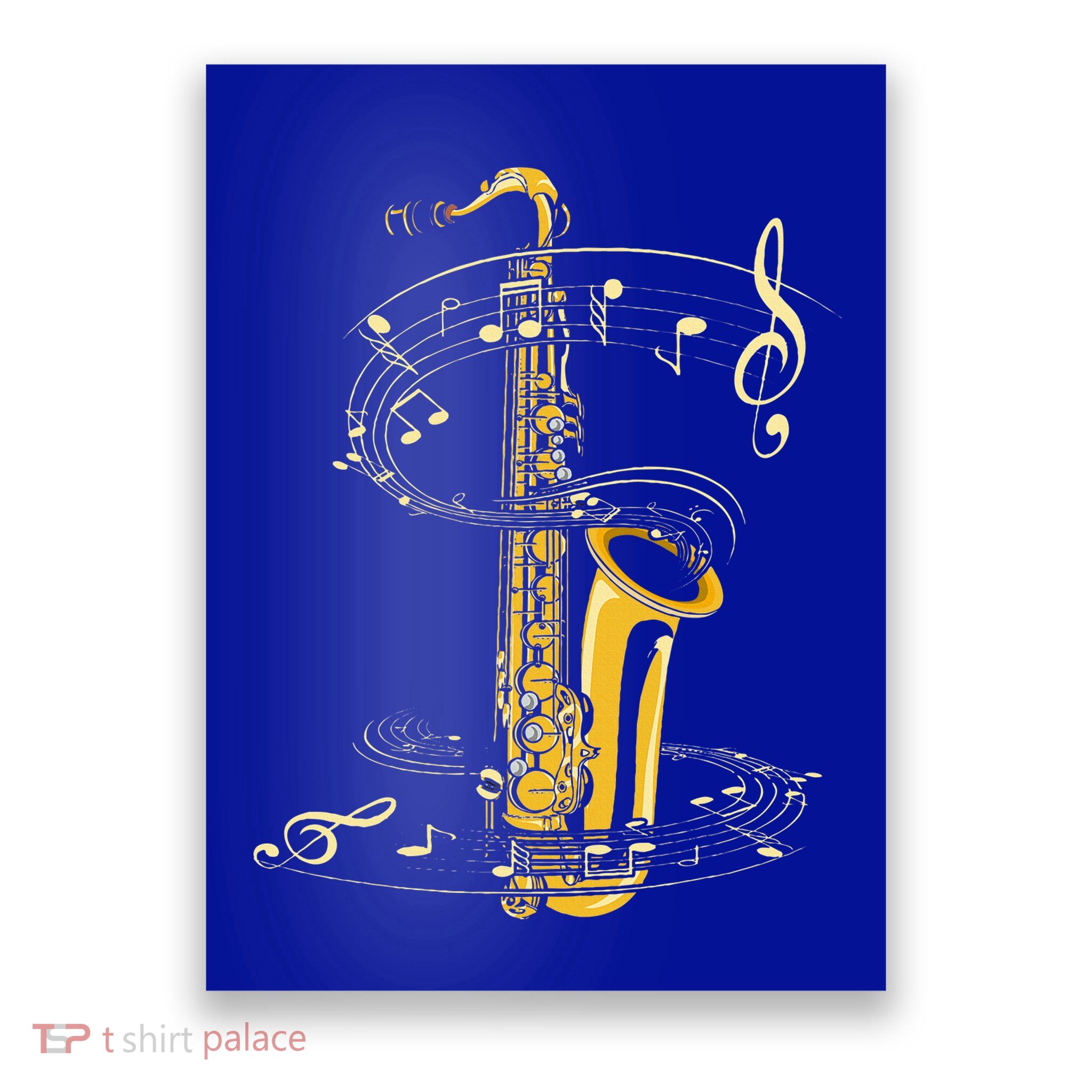 Music Notes Treble Clef Saxophonist Jazz Musician Saxophone Poster