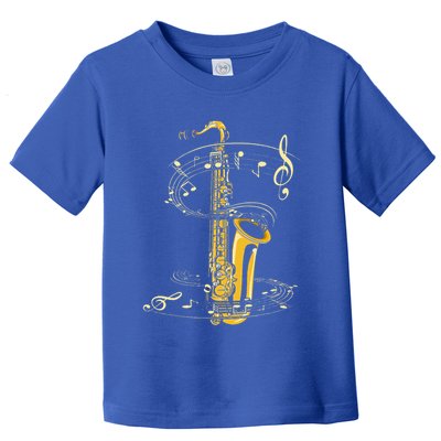 Music Notes Treble Clef Saxophonist Jazz Musician Saxophone Toddler T-Shirt