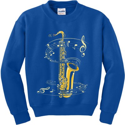 Music Notes Treble Clef Saxophonist Jazz Musician Saxophone Kids Sweatshirt