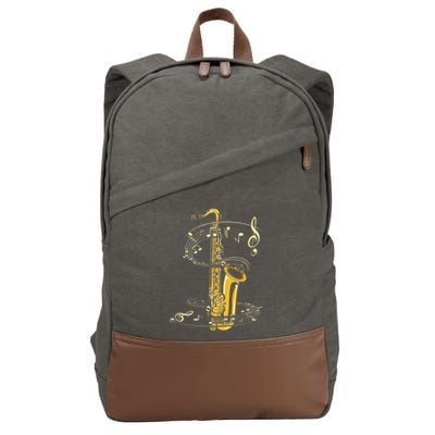 Music Notes Treble Clef Saxophonist Jazz Musician Saxophone Cotton Canvas Backpack