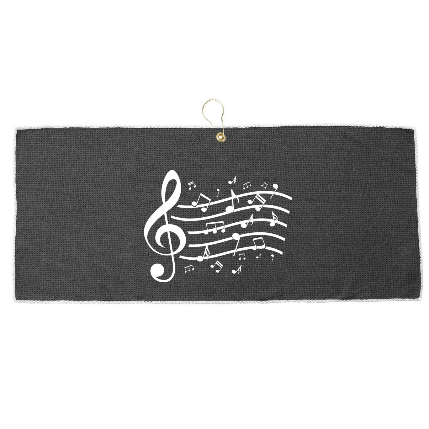 Music Notes Treble Clef Musician Gift Idea Music Meaningful Gift Large Microfiber Waffle Golf Towel