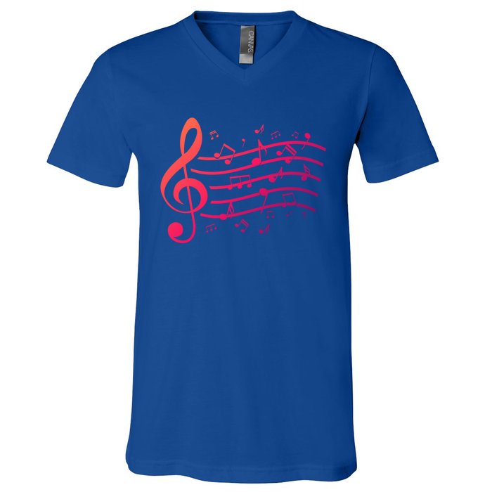 Music Notes Treble Clef Musician Gift Idea Music Meaningful Gift V-Neck T-Shirt