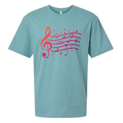 Music Notes Treble Clef Musician Gift Idea Music Meaningful Gift Sueded Cloud Jersey T-Shirt