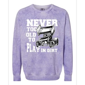 Mens Never Too Old To Play In Dirt Sprint Car Racing Lover Colorblast Crewneck Sweatshirt