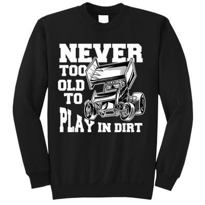 Mens Never Too Old To Play In Dirt Sprint Car Racing Lover Sweatshirt