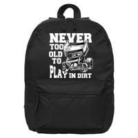 Mens Never Too Old To Play In Dirt Sprint Car Racing Lover 16 in Basic Backpack