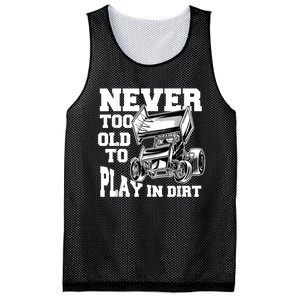 Mens Never Too Old To Play In Dirt Sprint Car Racing Lover Mesh Reversible Basketball Jersey Tank