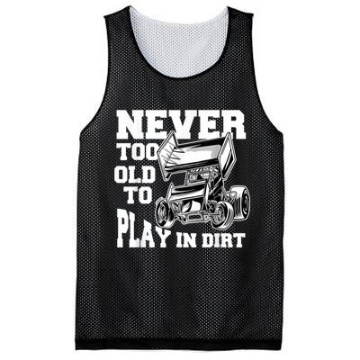 Mens Never Too Old To Play In Dirt Sprint Car Racing Lover Mesh Reversible Basketball Jersey Tank