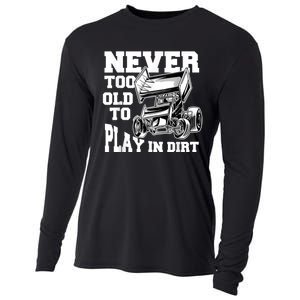 Mens Never Too Old To Play In Dirt Sprint Car Racing Lover Cooling Performance Long Sleeve Crew