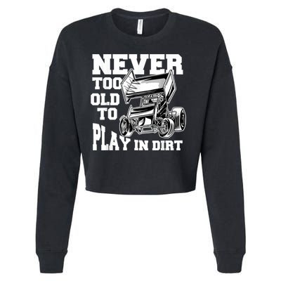 Mens Never Too Old To Play In Dirt Sprint Car Racing Lover Cropped Pullover Crew