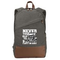 Mens Never Too Old To Play In Dirt Sprint Car Racing Lover Cotton Canvas Backpack