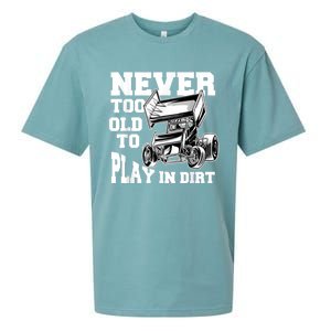 Mens Never Too Old To Play In Dirt Sprint Car Racing Lover Sueded Cloud Jersey T-Shirt