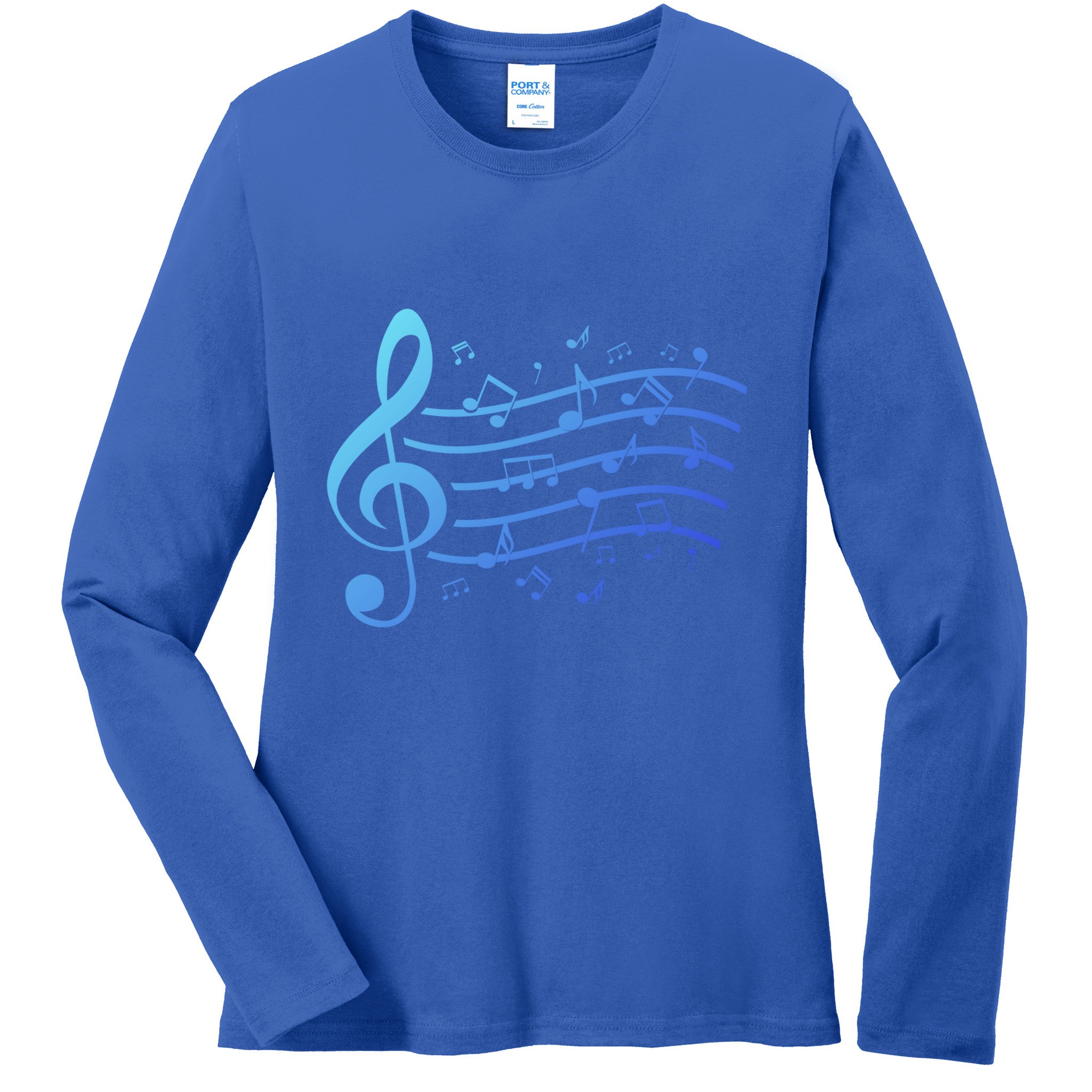 Music Notes Treble Clef Musician Gift Idea Music Meaningful Gift Ladies Long Sleeve Shirt