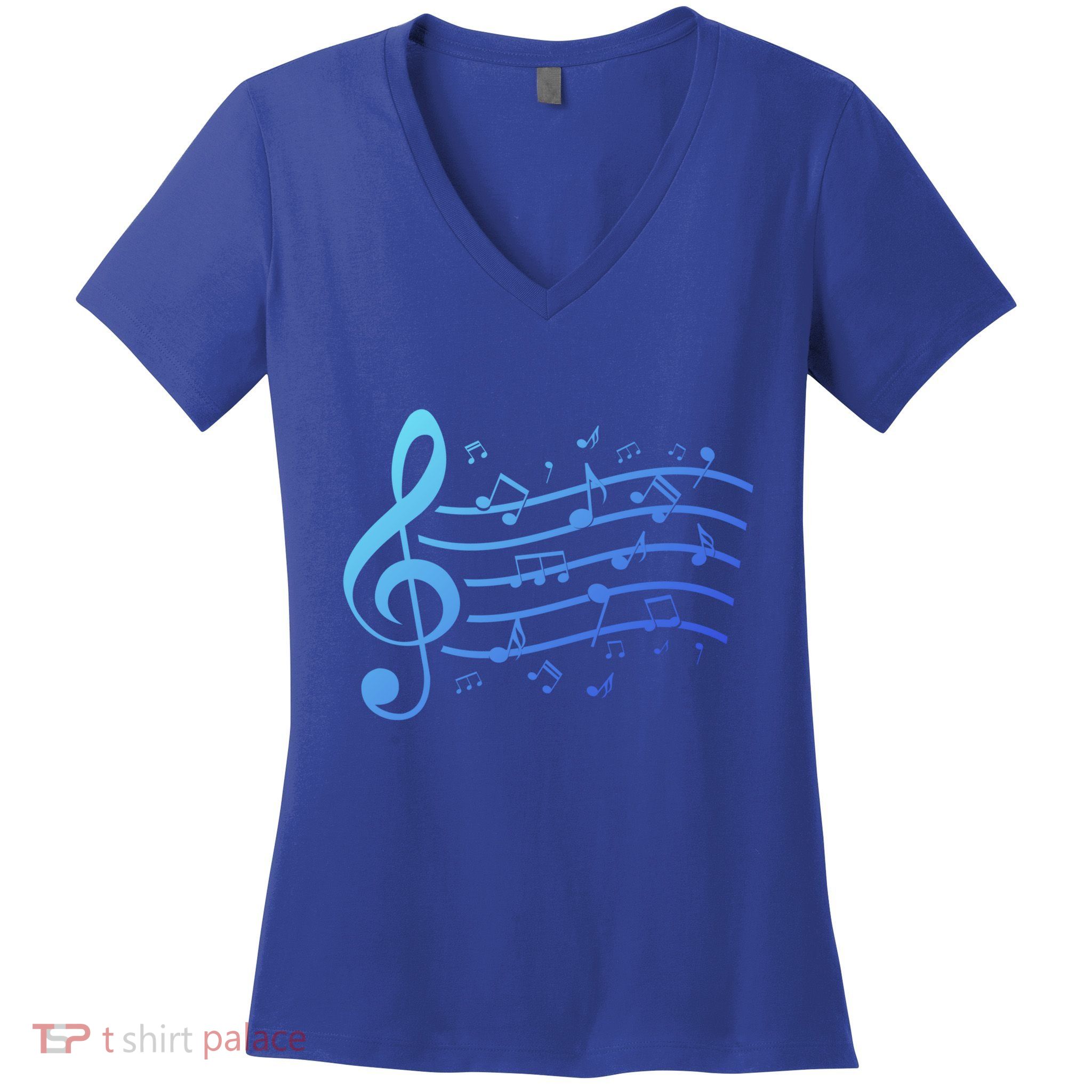 Music Notes Treble Clef Musician Gift Idea Music Meaningful Gift Women's V-Neck T-Shirt