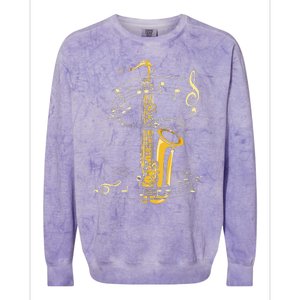 Music Notes Treble Clef Saxophonist Jazz Musician Saxophone Colorblast Crewneck Sweatshirt