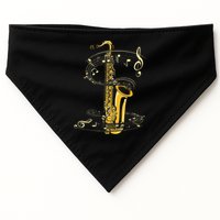 Music Notes Treble Clef Saxophonist Jazz Musician Saxophone USA-Made Doggie Bandana