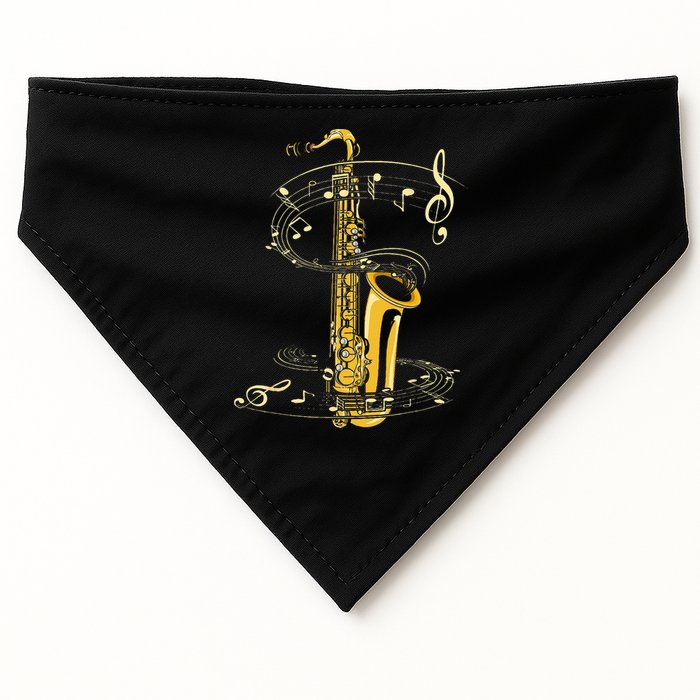 Music Notes Treble Clef Saxophonist Jazz Musician Saxophone USA-Made Doggie Bandana