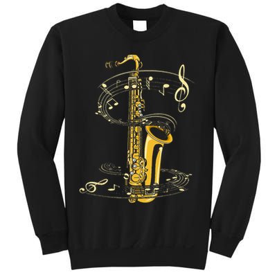 Music Notes Treble Clef Saxophonist Jazz Musician Saxophone Sweatshirt