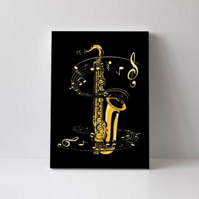 Music Notes Treble Clef Saxophonist Jazz Musician Saxophone Canvas