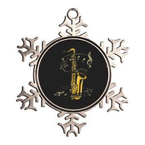 Music Notes Treble Clef Saxophonist Jazz Musician Saxophone Metallic Star Ornament