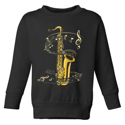 Music Notes Treble Clef Saxophonist Jazz Musician Saxophone Toddler Sweatshirt