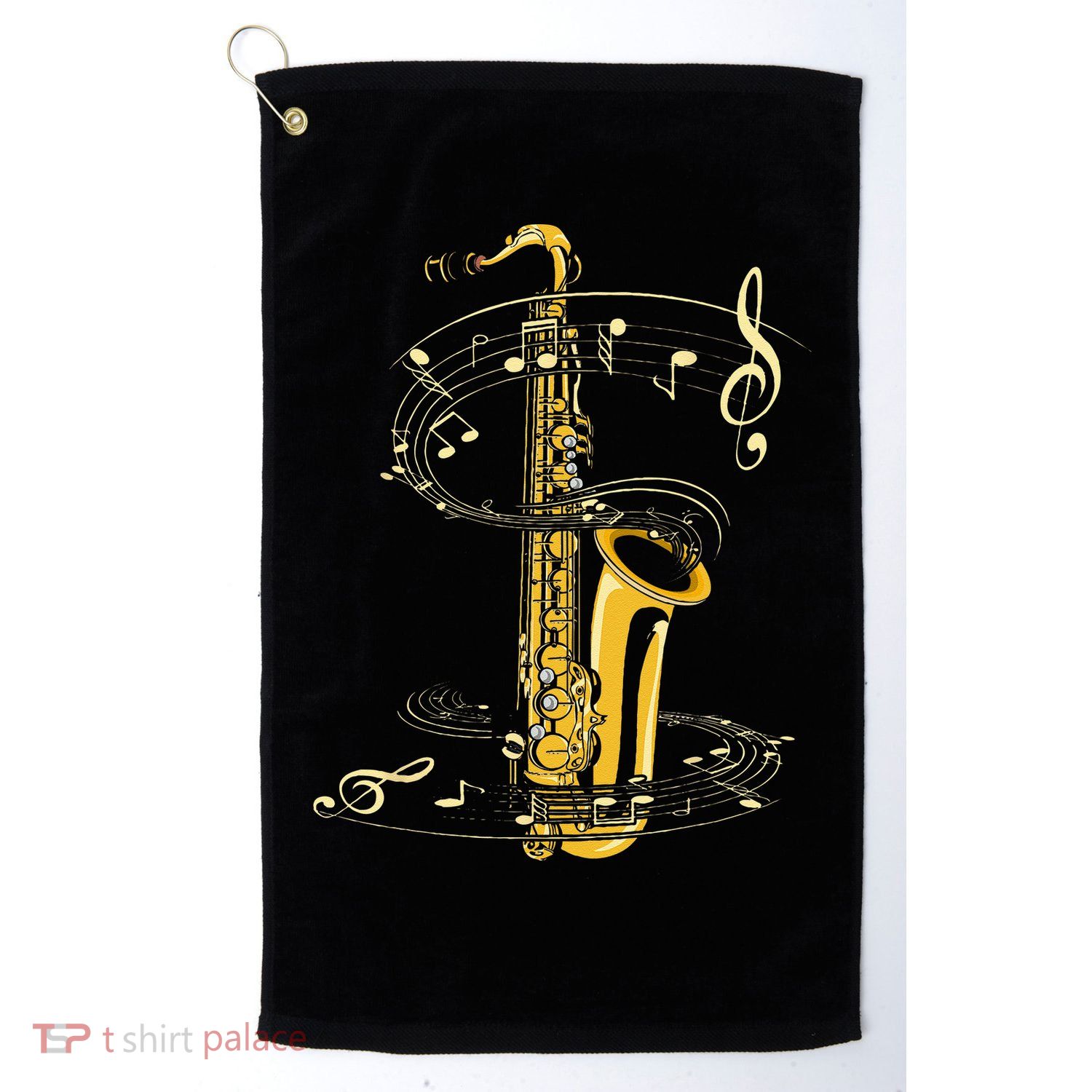 Music Notes Treble Clef Saxophonist Jazz Musician Saxophone Golf Towel