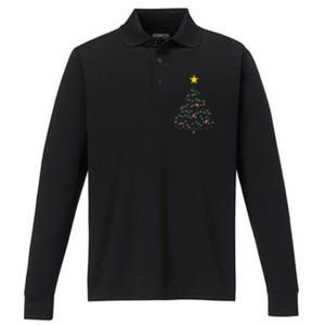 Music Note Tree Wish You A Merry Christmas Gifts Musical Performance Long Sleeve Polo