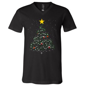 Music Note Tree Wish You A Merry Christmas Gifts Musical V-Neck T-Shirt