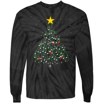 Music Note Tree Wish You A Merry Christmas Gifts Musical Tie-Dye Long Sleeve Shirt