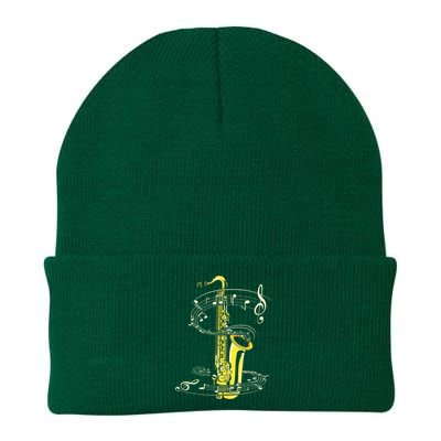 Music Notes Treble Clef Saxophonist Jazz Musician Saxophone Knit Cap Winter Beanie