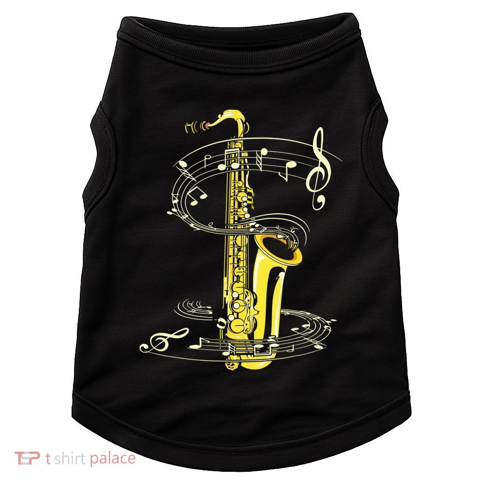 Music Notes Treble Clef Saxophonist Jazz Musician Saxophone Doggie Tank