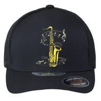 Music Notes Treble Clef Saxophonist Jazz Musician Saxophone Flexfit Unipanel Trucker Cap