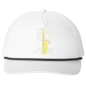 Music Notes Treble Clef Saxophonist Jazz Musician Saxophone Snapback Five-Panel Rope Hat