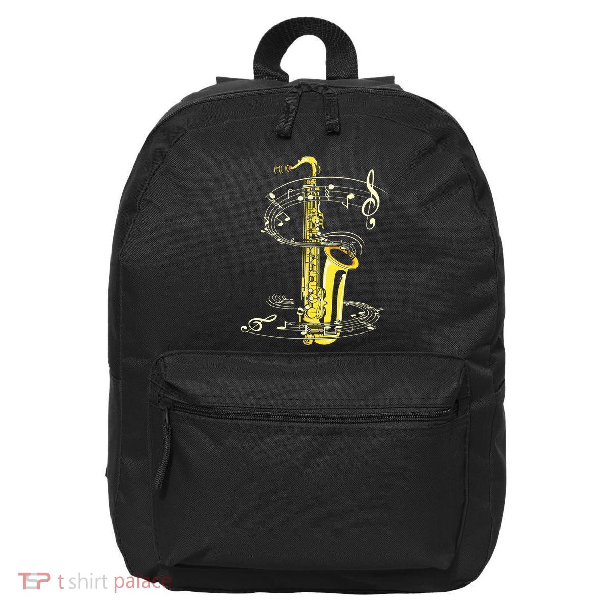 Music Notes Treble Clef Saxophonist Jazz Musician Saxophone 16 in Basic Backpack