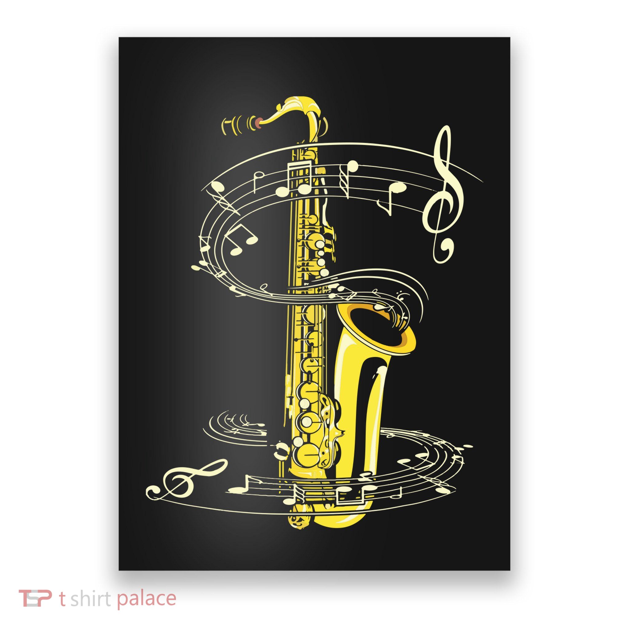 Music Notes Treble Clef Saxophonist Jazz Musician Saxophone Poster