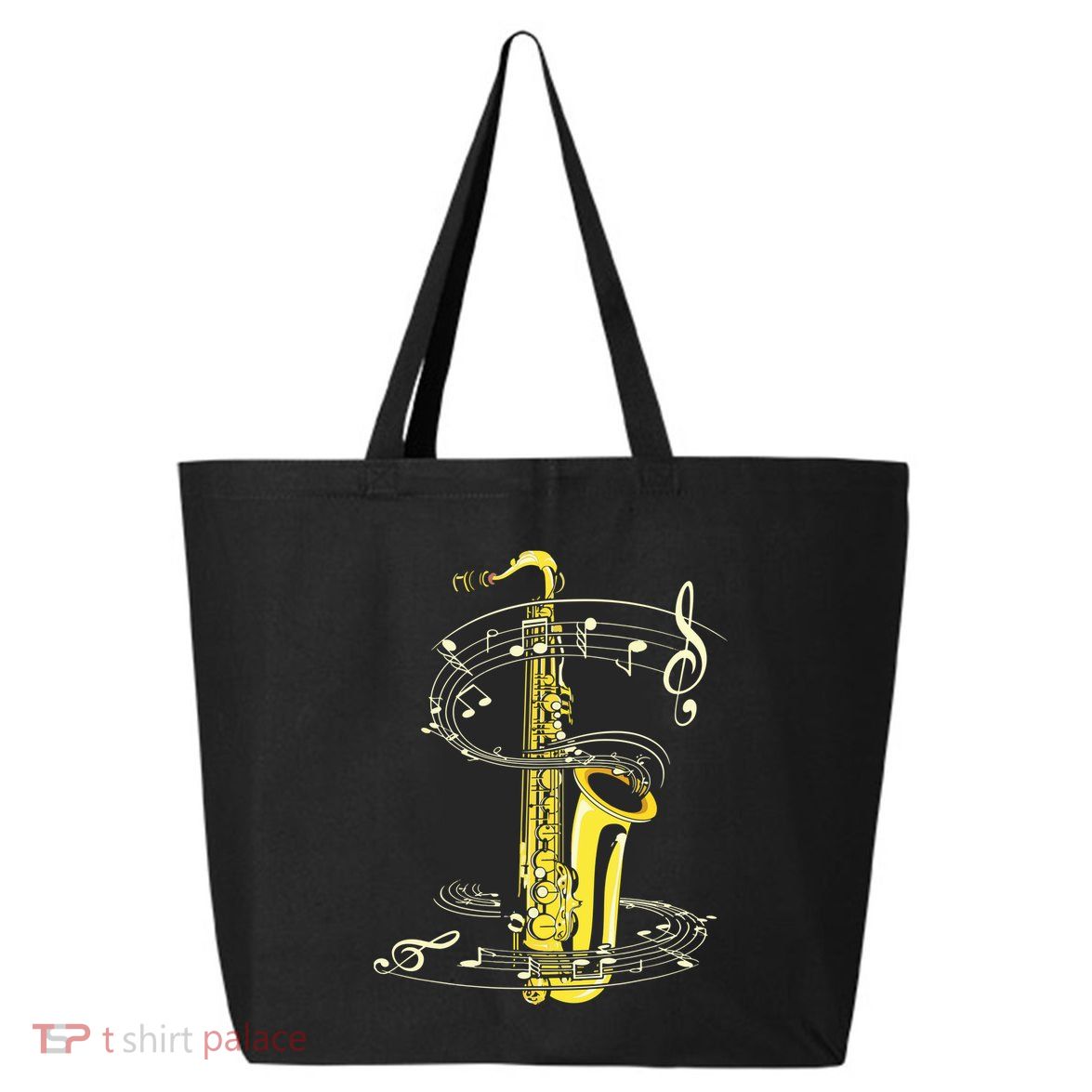 Music Notes Treble Clef Saxophonist Jazz Musician Saxophone 25L Jumbo Tote
