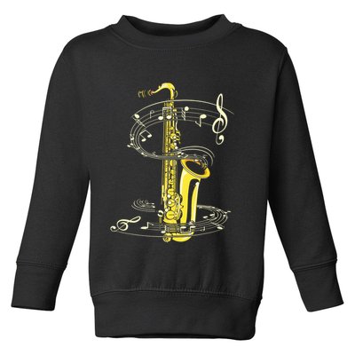 Music Notes Treble Clef Saxophonist Jazz Musician Saxophone Toddler Sweatshirt