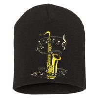 Music Notes Treble Clef Saxophonist Jazz Musician Saxophone Short Acrylic Beanie