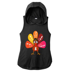 Math Number Turkey Count Answer Thanksgiving Teacher Ladies PosiCharge Tri-Blend Wicking Draft Hoodie Tank