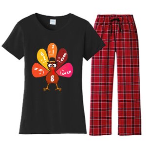 Math Number Turkey Count Answer Thanksgiving Teacher Women's Flannel Pajama Set