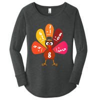 Math Number Turkey Count Answer Thanksgiving Teacher Women's Perfect Tri Tunic Long Sleeve Shirt