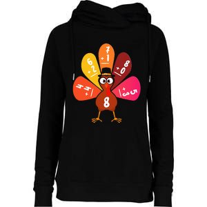 Math Number Turkey Count Answer Thanksgiving Teacher Womens Funnel Neck Pullover Hood