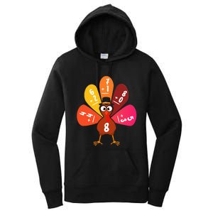 Math Number Turkey Count Answer Thanksgiving Teacher Women's Pullover Hoodie