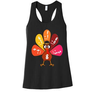 Math Number Turkey Count Answer Thanksgiving Teacher Women's Racerback Tank