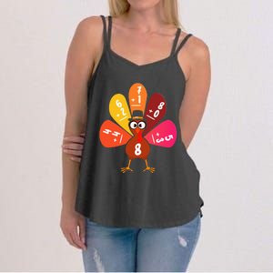 Math Number Turkey Count Answer Thanksgiving Teacher Women's Strappy Tank