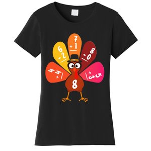 Math Number Turkey Count Answer Thanksgiving Teacher Women's T-Shirt