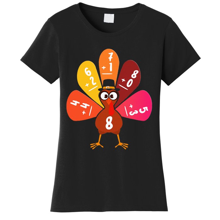 Math Number Turkey Count Answer Thanksgiving Teacher Women's T-Shirt