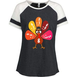 Math Number Turkey Count Answer Thanksgiving Teacher Enza Ladies Jersey Colorblock Tee