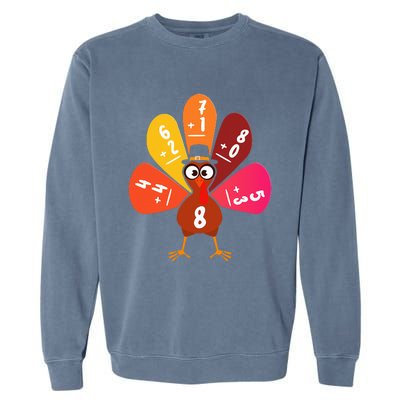 Math Number Turkey Count Answer Thanksgiving Teacher Garment-Dyed Sweatshirt